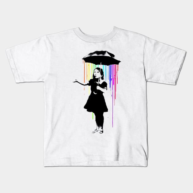 Girl in the rain Kids T-Shirt by QueerQuirks